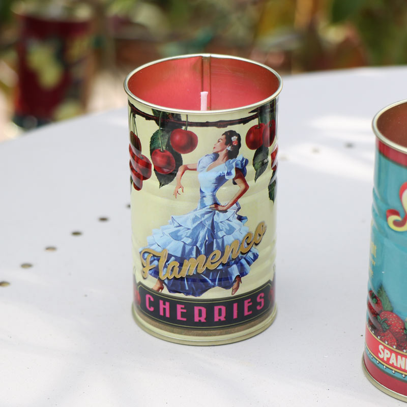 Set of 4 Fruit Scented Candles in Vintage Tin Pots