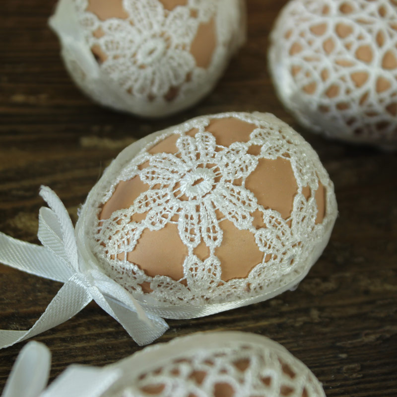 Set of 6 Decorative Crochet Covered Easter Eggs