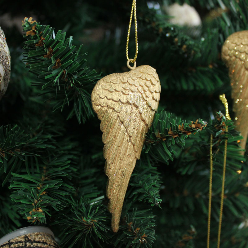 Set of Three Gold Hanging Angel Wings