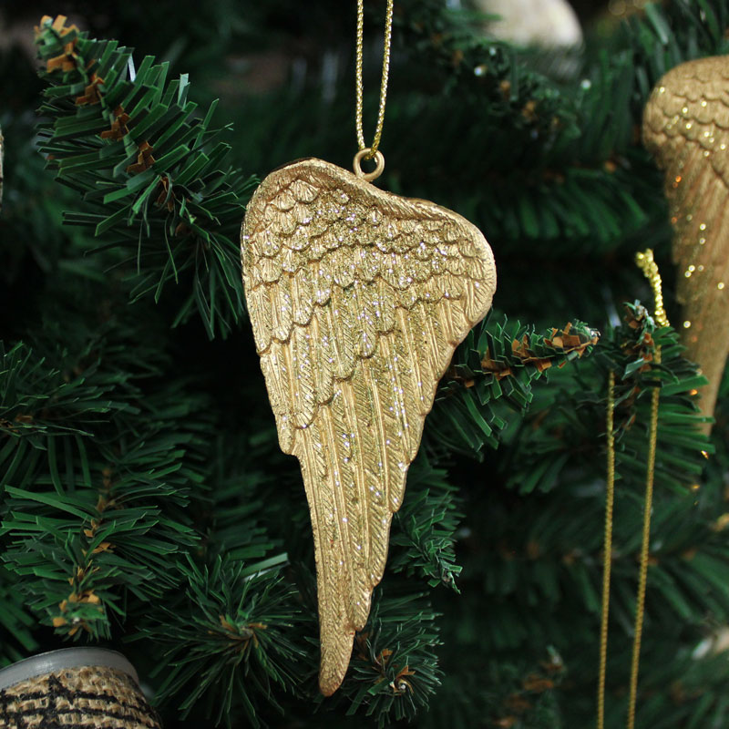 Set of Three Gold Hanging Angel Wings