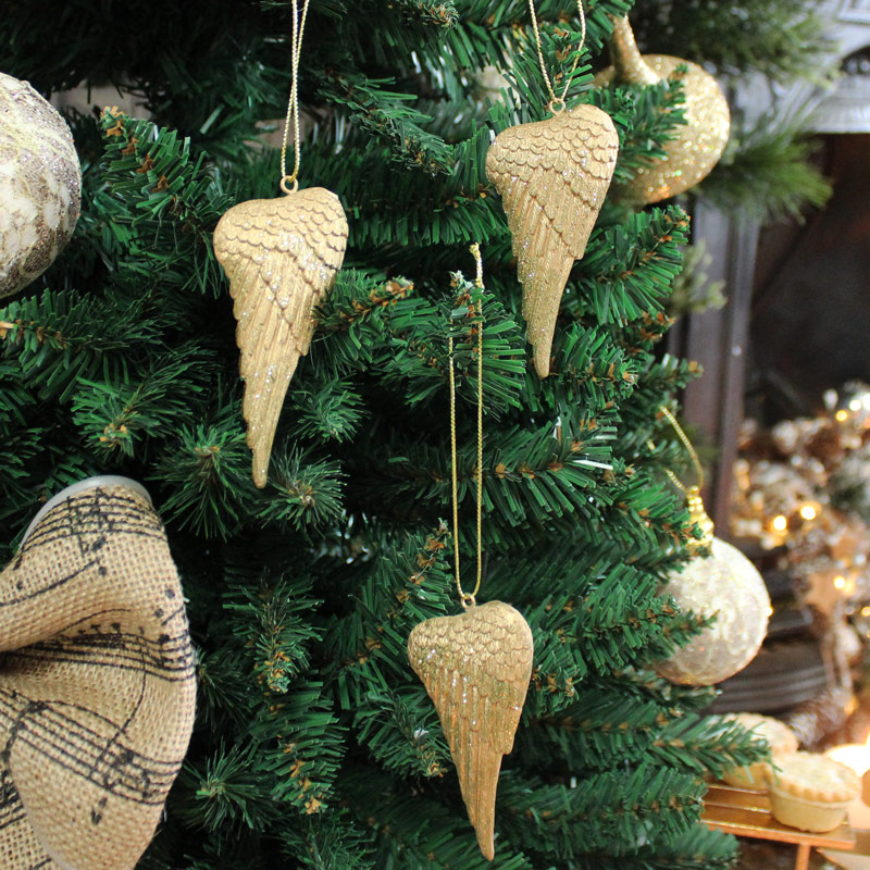 Set of Three Gold Hanging Angel Wings