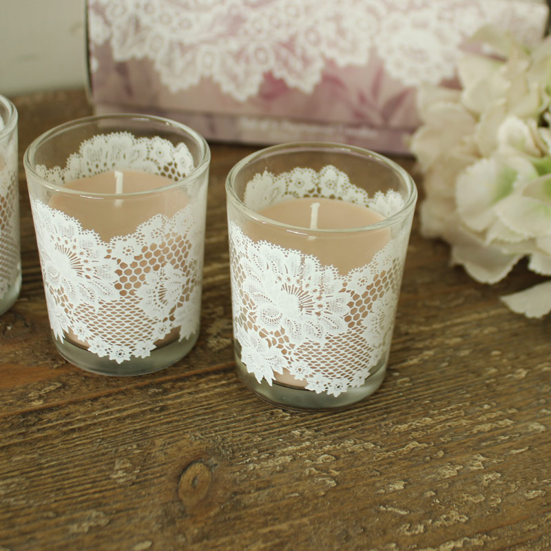 Set of Three Pink Votive Candles in Gift Box