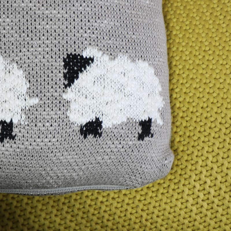 Sheep Decorated Knitted Scatter Cushion