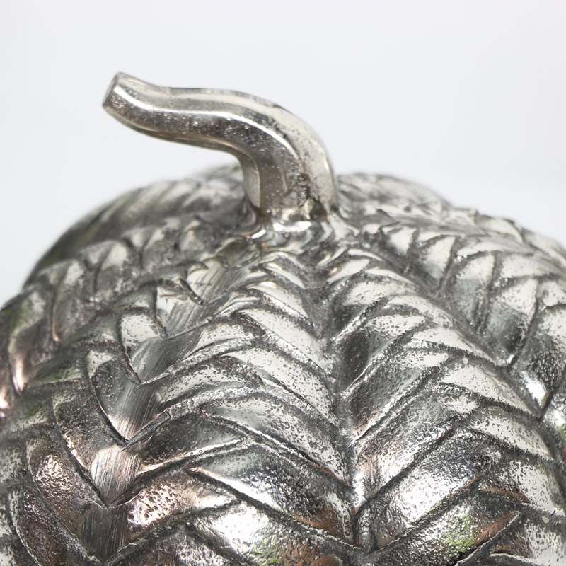 Silver Distressed Metal Pumpkin Ornament 