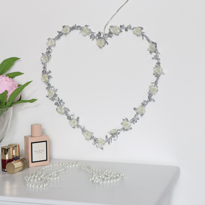 Silver Floral Heart Light