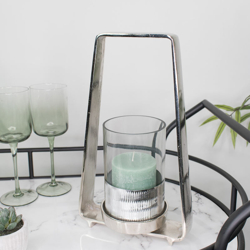 Silver Glass Candle Holder