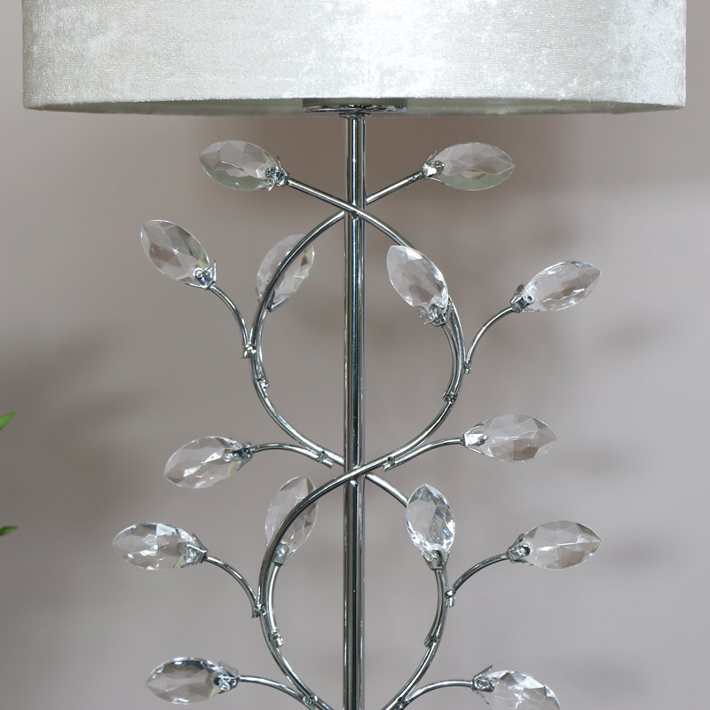 Ivory Velvet Jewelled Table Lamp