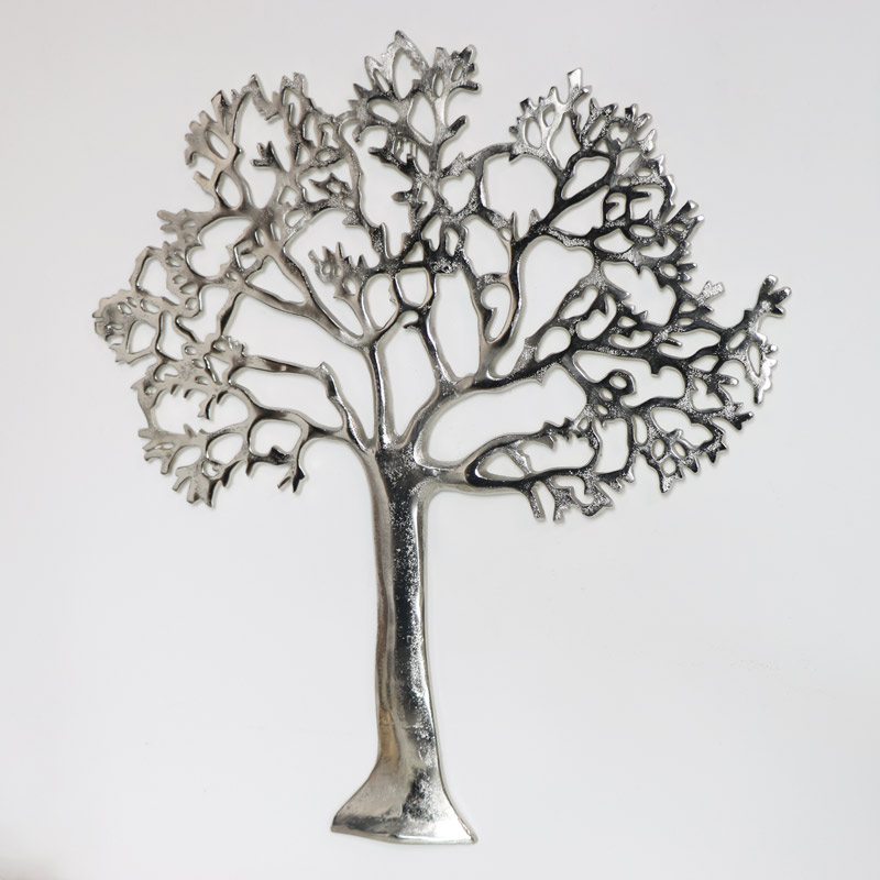 Silver Metal Tree Of Life Wall Plaque - White Metal Tree Of Life Wall Art