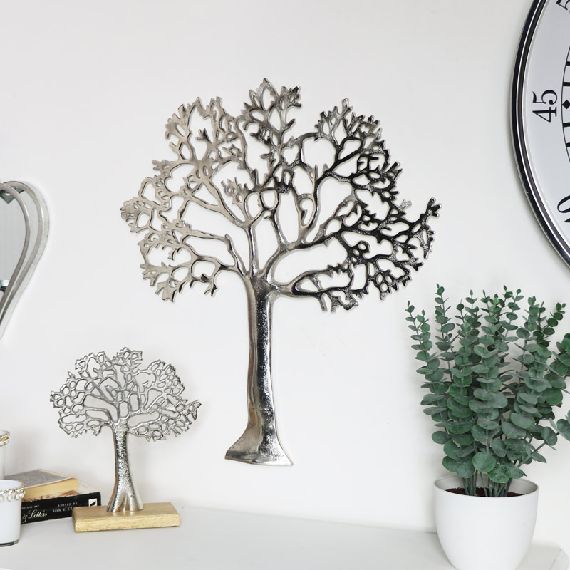 Silver Metal Tree Of Life Wall Plaque - Tree Of Life Wall Art Uk