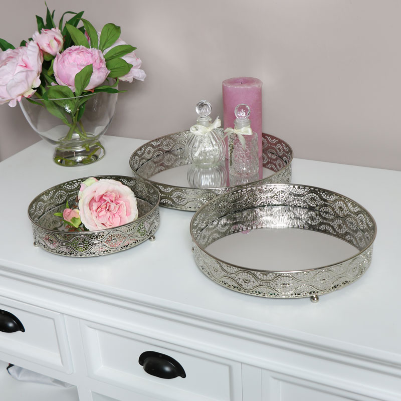 Silver Mirrored Display Trays Silver Mirrored Display Trays, Silver Mirror Tray Decor