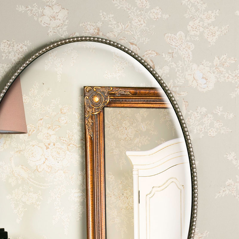 Silver Oval Wall Mirror 48cm x 68cm