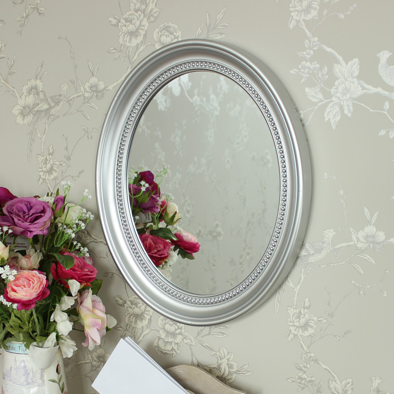 Silver Oval Wall Mirror, Hanging Oval Mirror