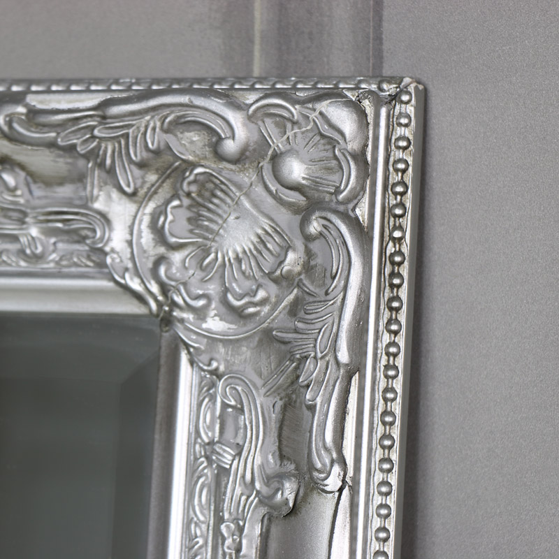 Tall Ornate Silver Wall Leaner Mirror Slim Mounted Tall Ornate Silver Wall Leaner Mirror