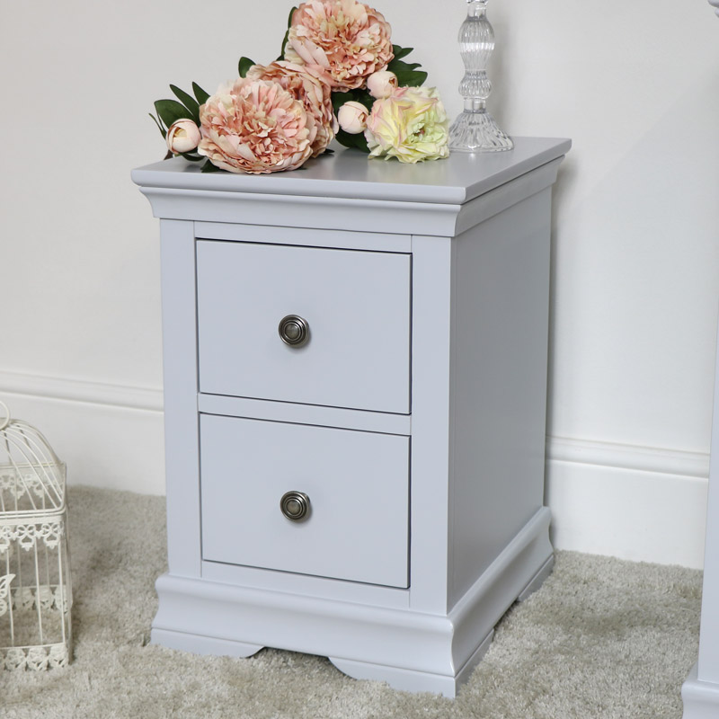 Slim Bedside Table Newbury Grey Range - Slim Side Table With Shelves Slim Bedside Table Newbury Grey Range - Slim Side Table With Shelves