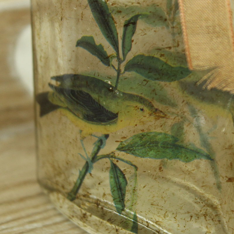 Small Glass Vintage Bird Bottle with Cork Stopper