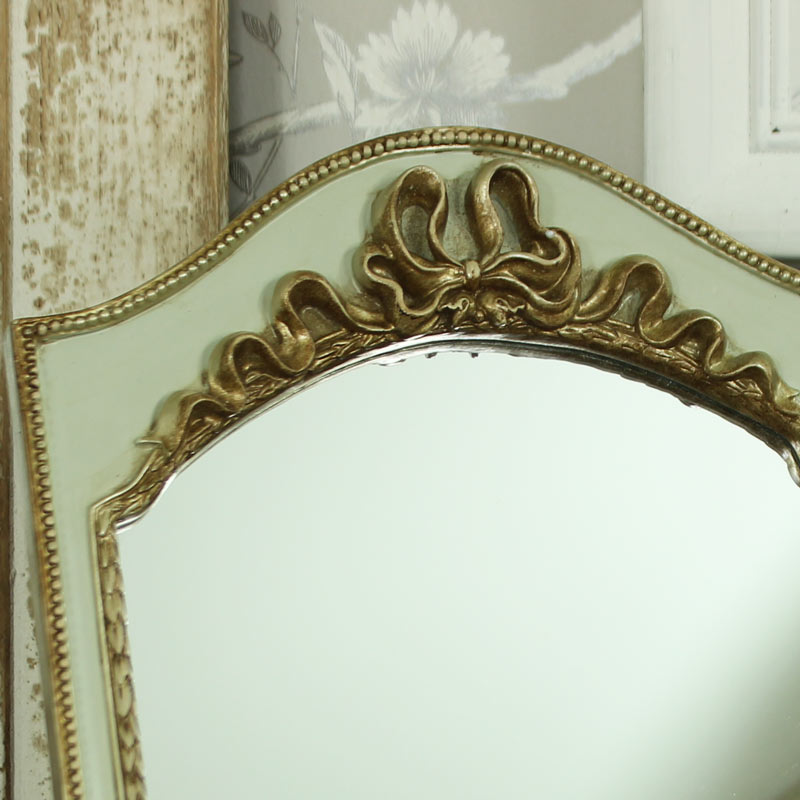 Small Gold & Green Vintage Tabletop/Wall Hanging Vanity Mirror