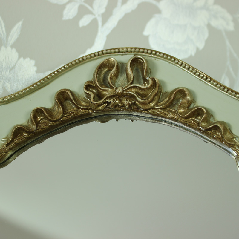 Small Gold & Green Vintage Tabletop/Wall Hanging Vanity Mirror