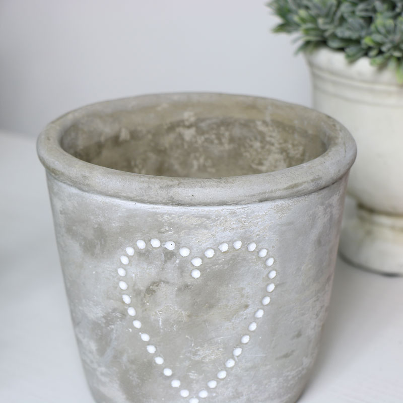 Small Grey Stone Heart Planter 