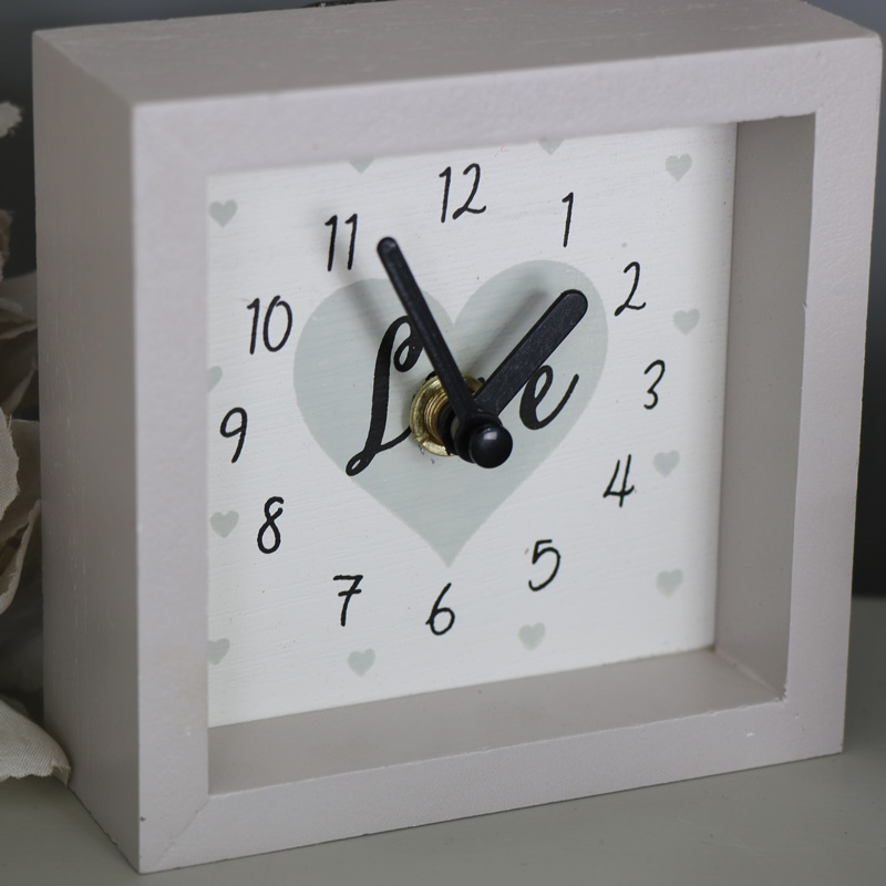 Small Grey Wooden Wall Mantel Clock