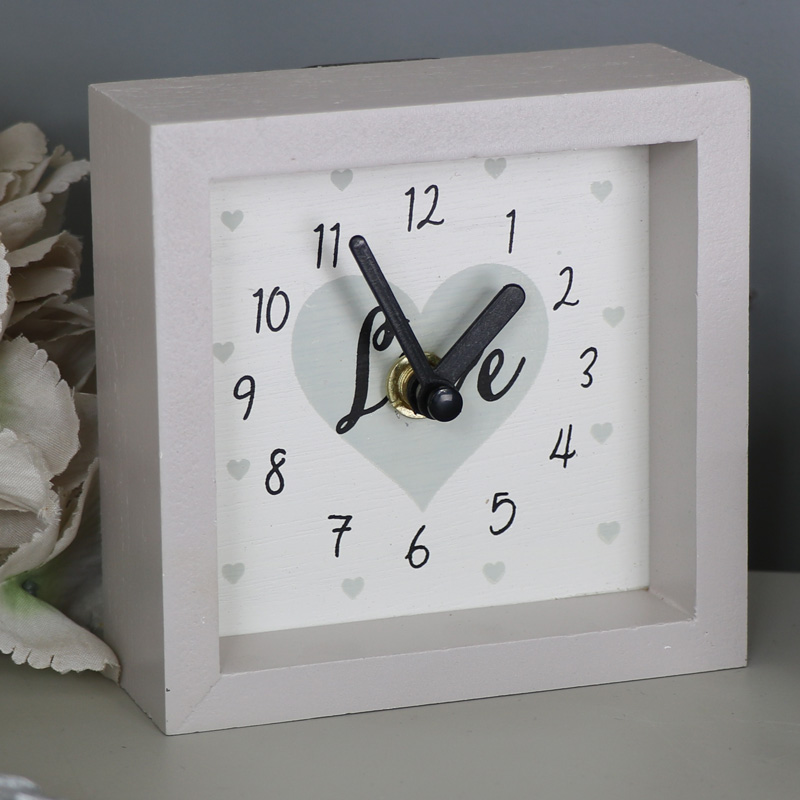 Small Grey Wooden Wall Mantel Clock