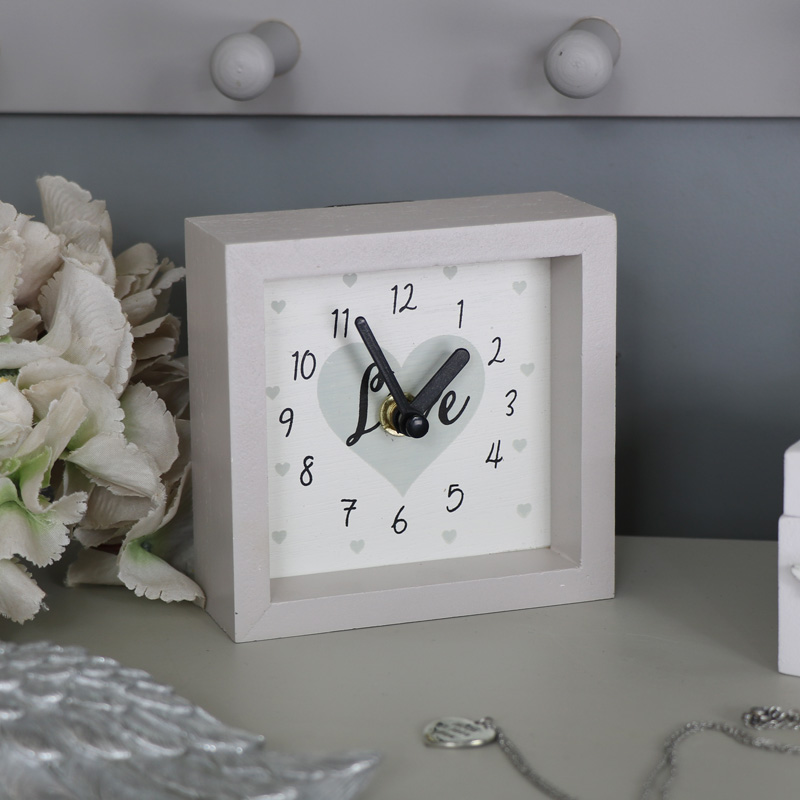 Small Grey Wooden Wall Mantel Clock