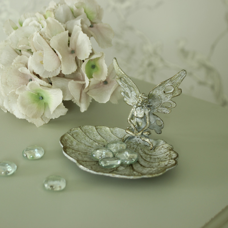 Small Metal Silver Fairy Trinket Tray 