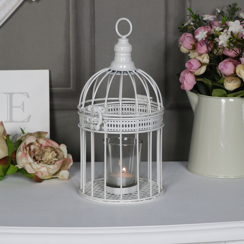 White Bird Cage Flower Holder