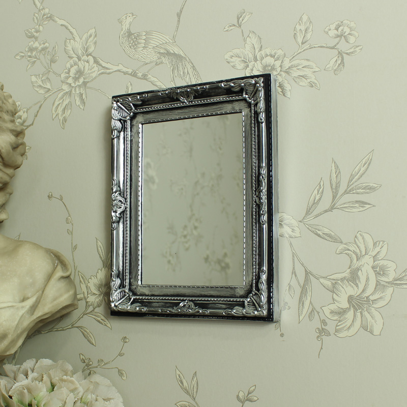 Small Ornate Silver Wall Mirror