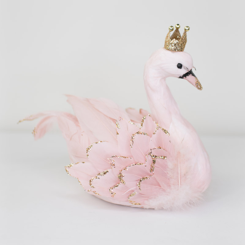 Small Pink Feather Crowned Swan