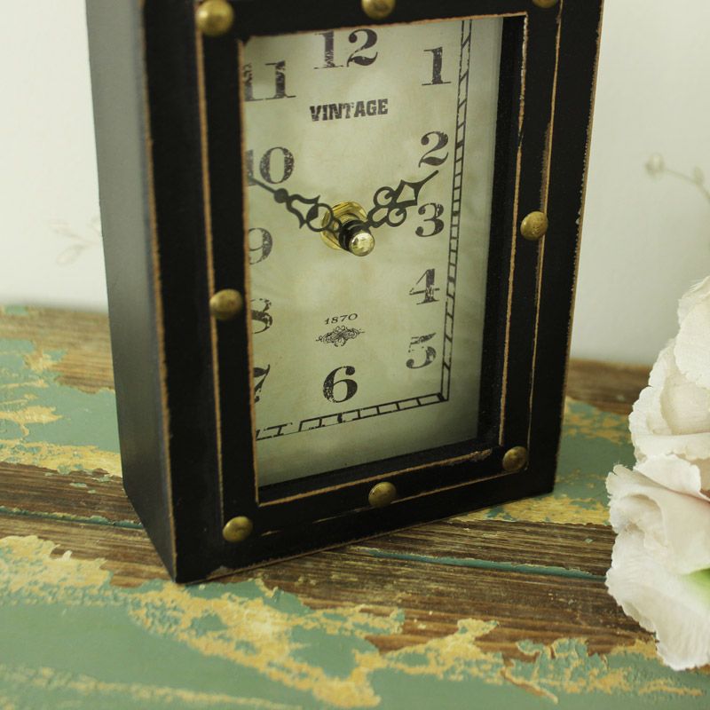 Small Vintage Brown Desk Clock