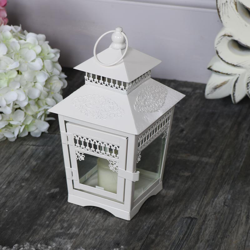 Small Vintage Cream Candle Lantern