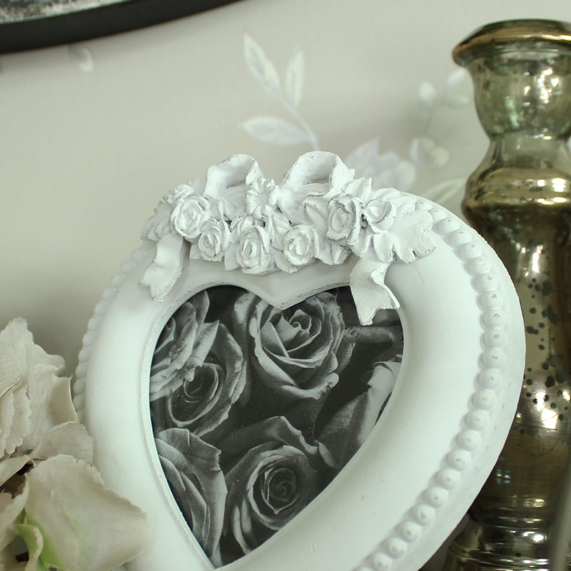 Small White Heart Photograph Frame