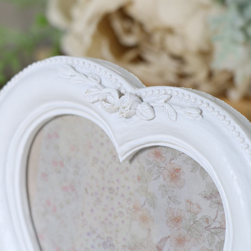 Small White Heart Photograph Frame