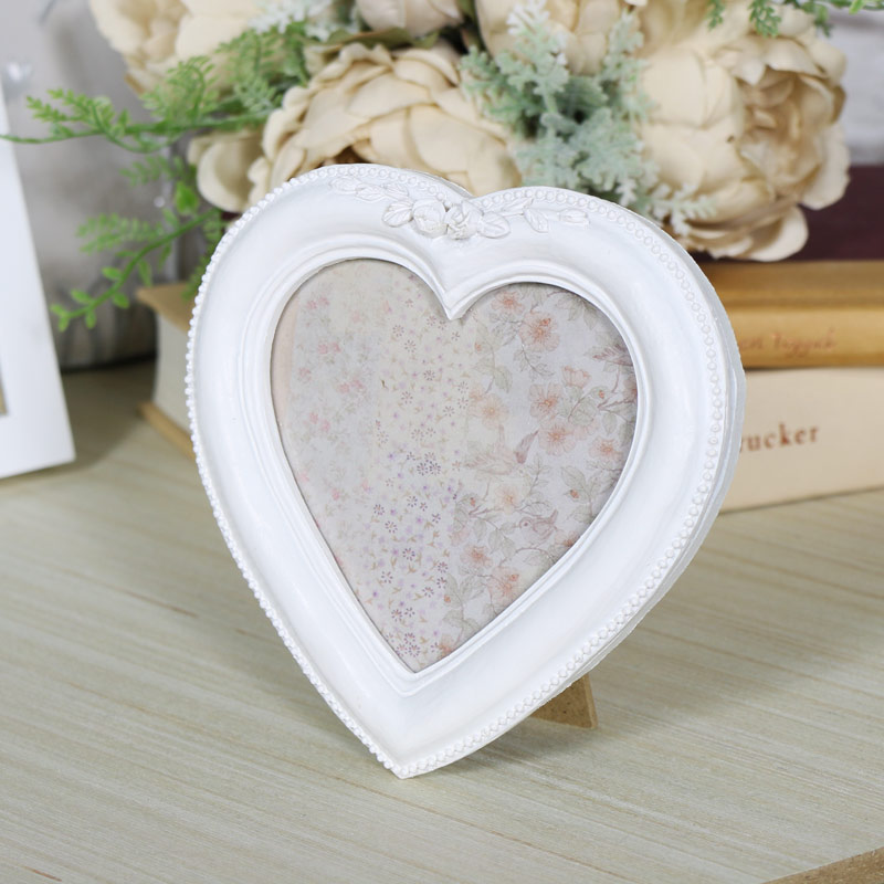 Small White Heart Photograph Frame