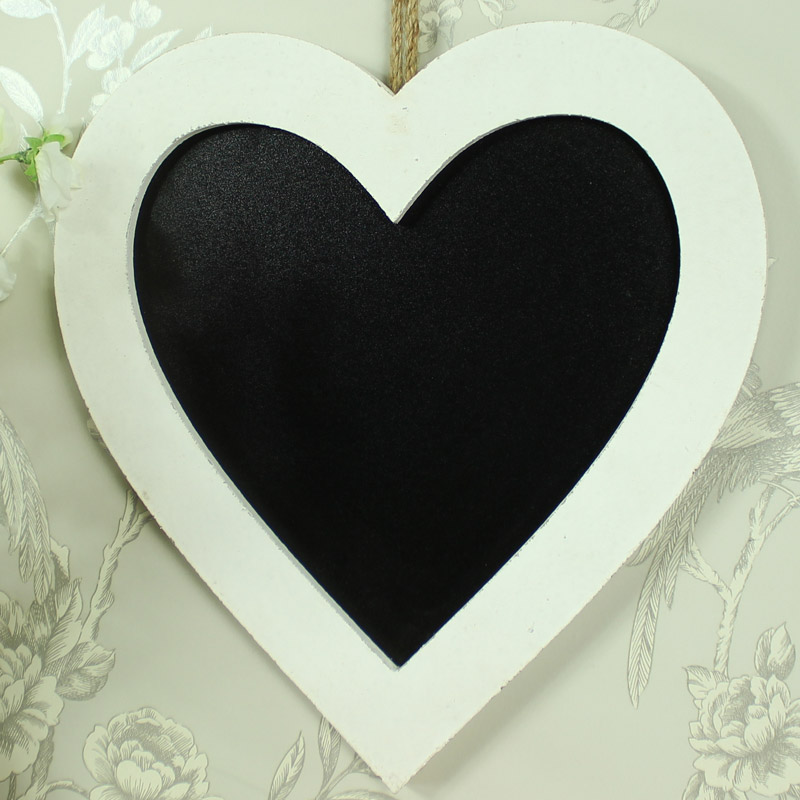 Small White Wooden Framed Love Heart Chalkboard