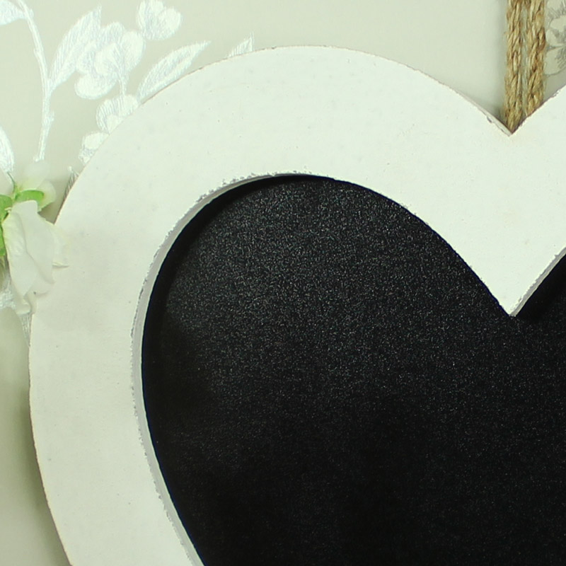 Small White Wooden Framed Love Heart Chalkboard