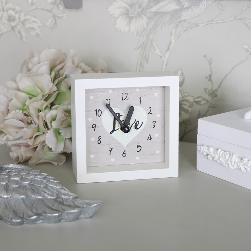 Small White Wooden Wall Mantel Clock
