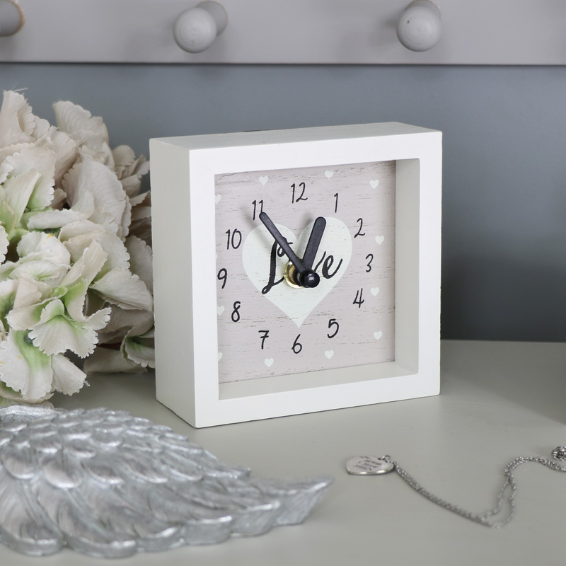 Small White Wooden Wall Mantel Clock