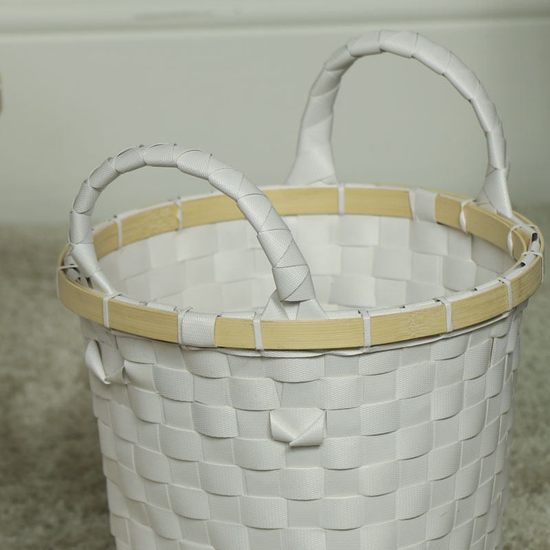 Small White Woven Storage Basket