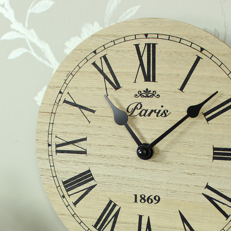 Small Wooden Paris Wall Clock