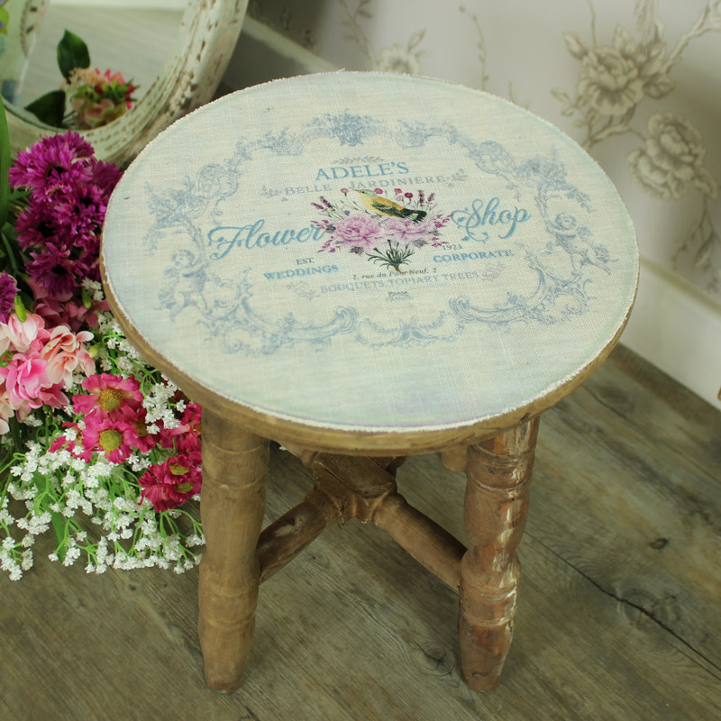 Small Wooden Vintage French Country Style Stool