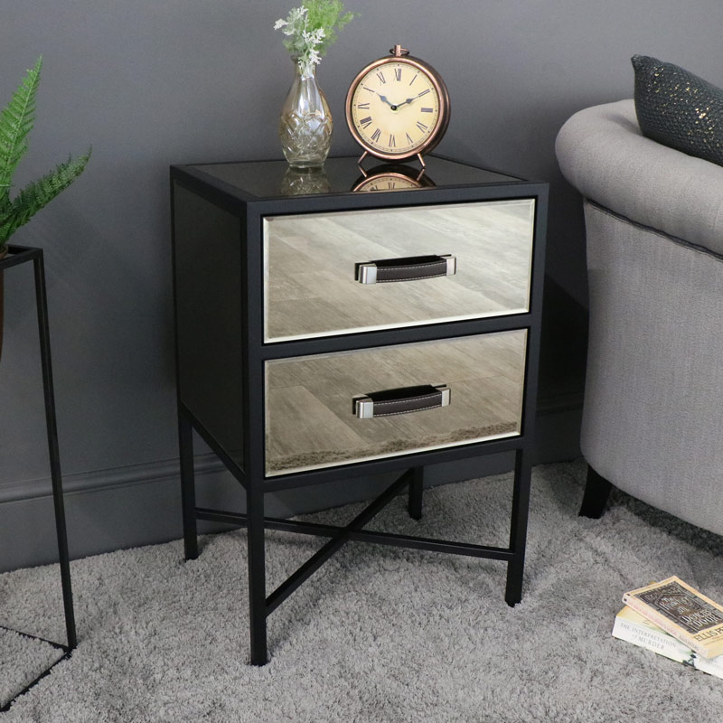 Smoked Copper Mirrored Bedside Table Vico Range Melody Maison