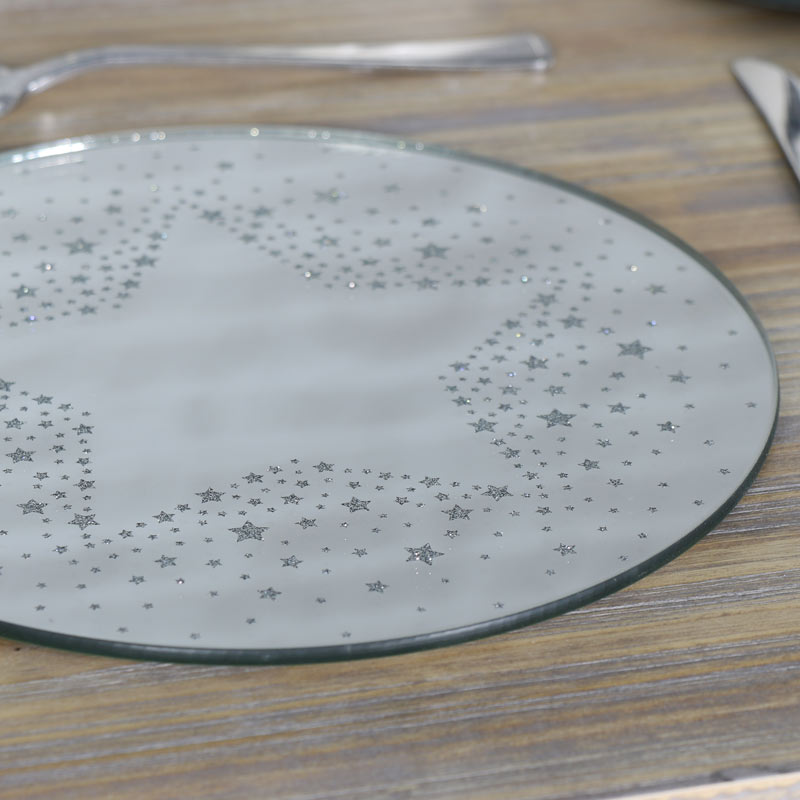 Sparkly Star Mirrored Glass Place Mat