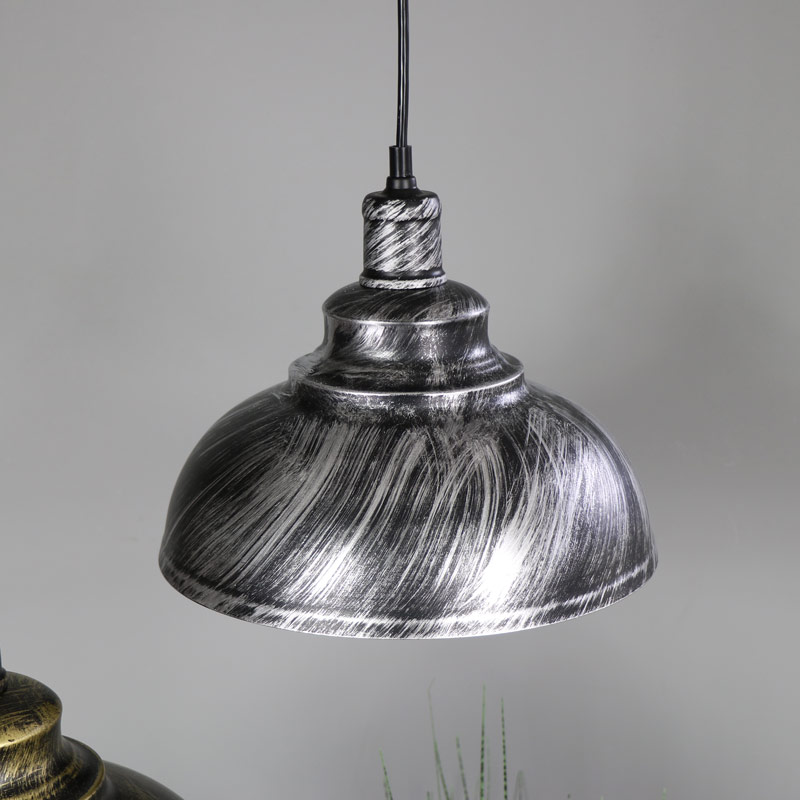 Stylish Industrial Silver/Black Dome Ceiling Pendant Light