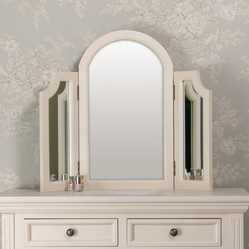 Tabletop Triple Vanity Mirror - Daventry Cream Range