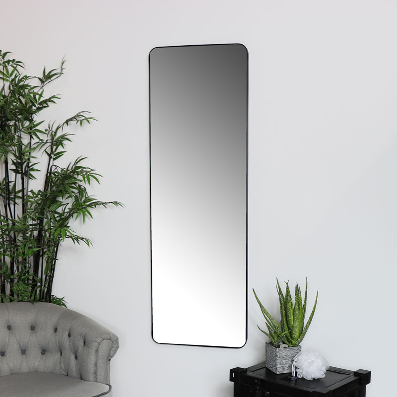 Tall Black Wall Floor Leaner Mirror 47cm X 142cm