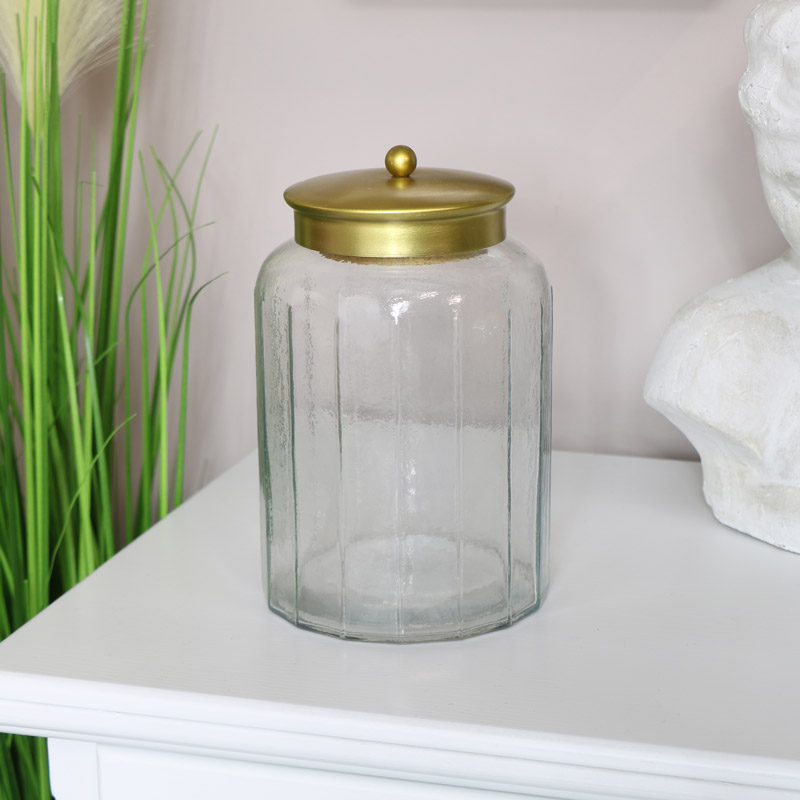 Tall Glass Sweet Jar with Bronze Lid