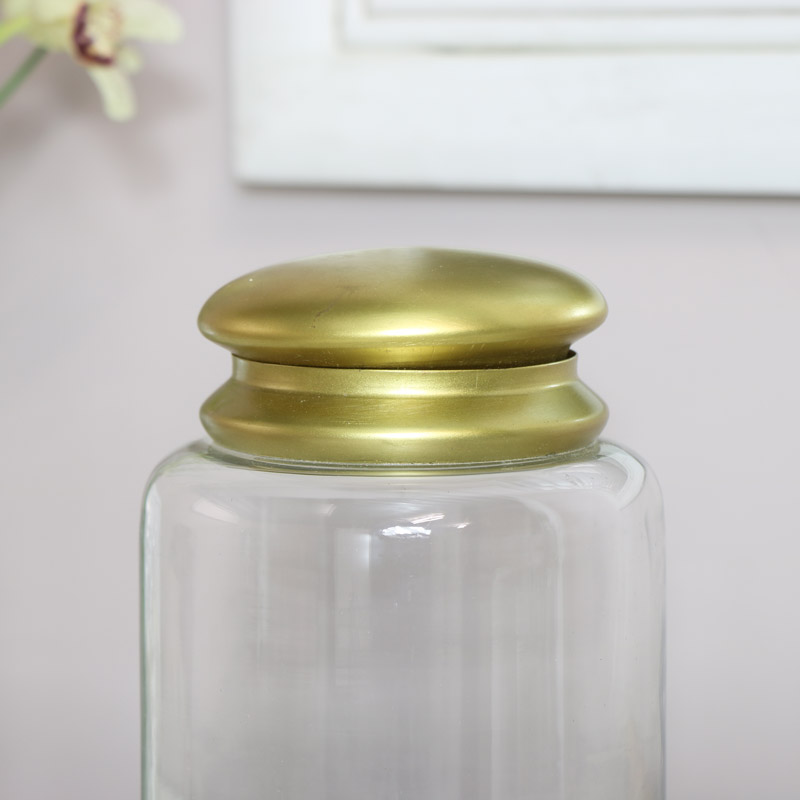 Tall Glass Sweet Jar with Bronze Lid