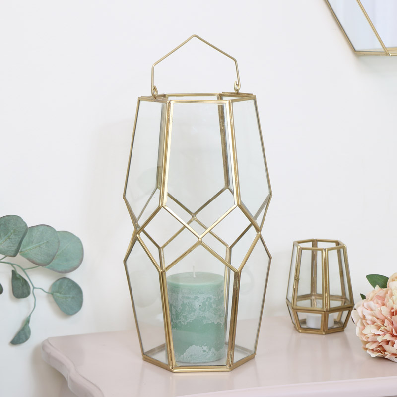 Tall Gold Candle Lantern