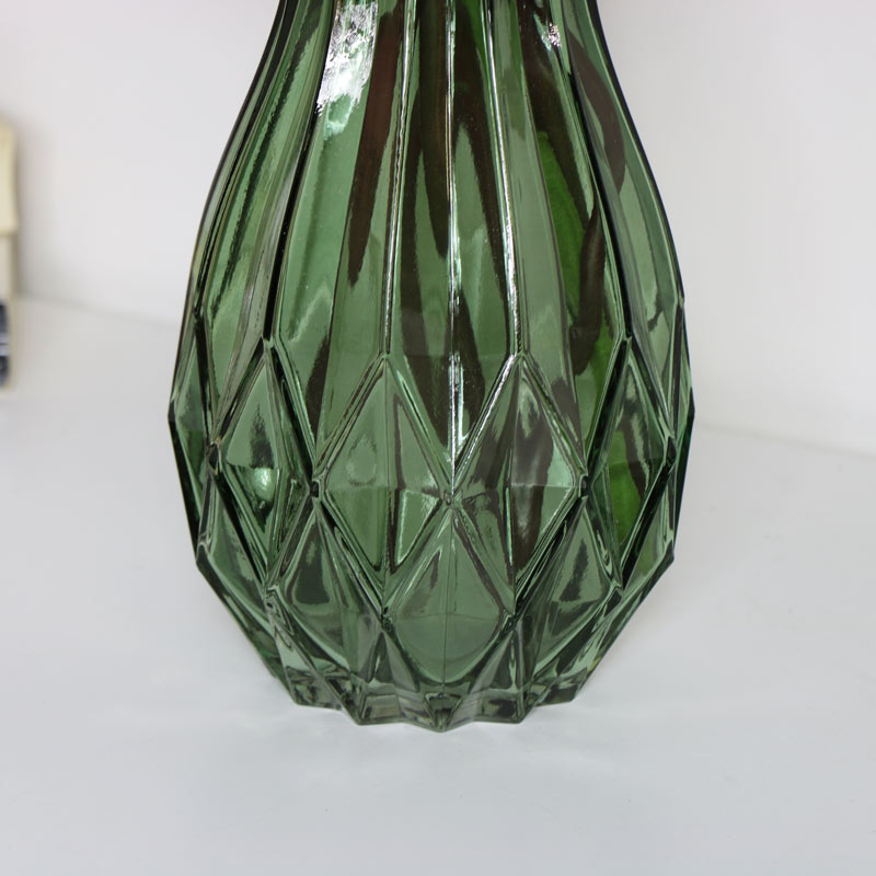 Tall Green Cut Glass Vase 